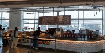 Modern Bay Brew cafe kiosk at SFO