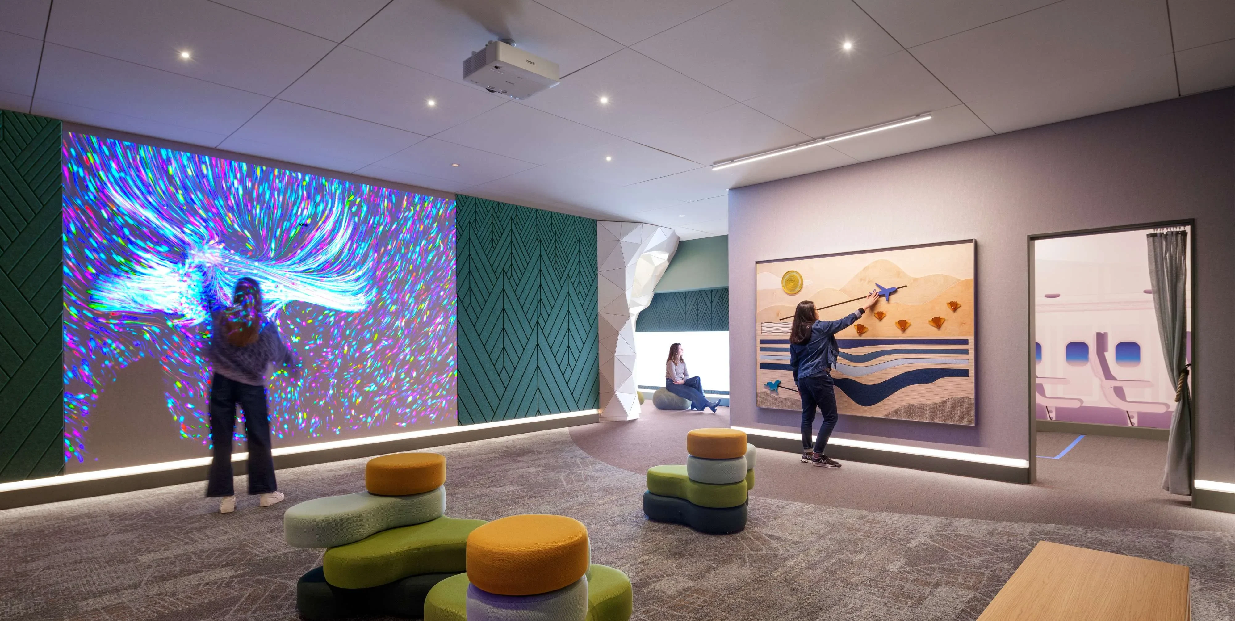 Sensory Room at SFO interactive play area and seating